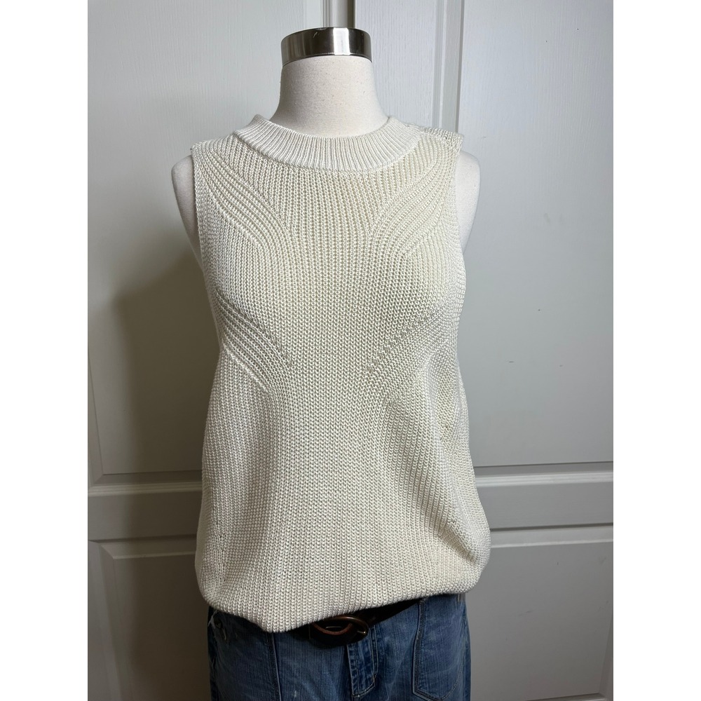 Joe's Jeans Collection Ivory Cotton Knit Sleeveless Sweater Tank Top XL